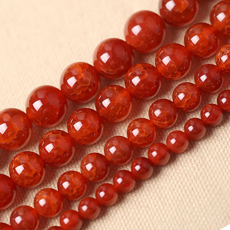 6-16 мм Круглые граненые Хрустящие красные бусины из агата натурального камня для