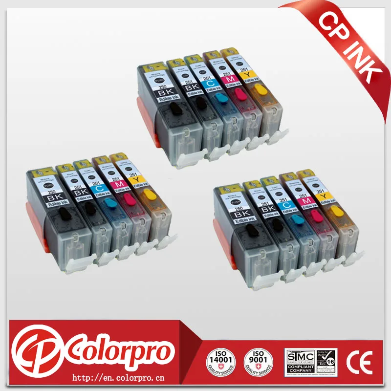 Бесплатная доставка 15PK PGI250 CLI251 картридж со съедобными чернилами для Canon Pixma iP7220