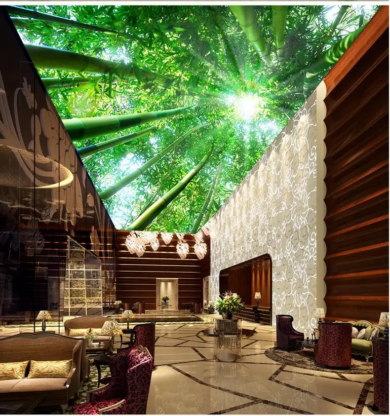 Обои 3d стереоскопические Солнечный свет мечта бамбуковый потолок голубь на