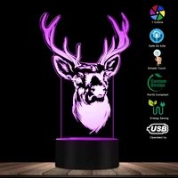 deer head deer antler 3d optical illusion light woodland deer buck wildlife led creative night light decorative table lamp