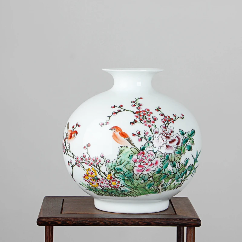 Настольная керамическая ваза для цветов с птицами Jingdezhen антикварная в виде