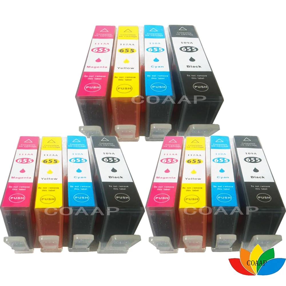 12x совместимый HP 655XL чернильный картридж для HP655 настольная струйная краска
