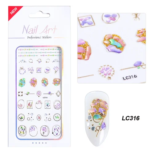 LC316 1 шт Весна 3D наклейки для дизайна ногтей Decoratioins колье с цветочным медальоном Сердце ногтей наклейки Красочные ползунки Маникюр конструкций TRLC313-324 - Цвет: LC316