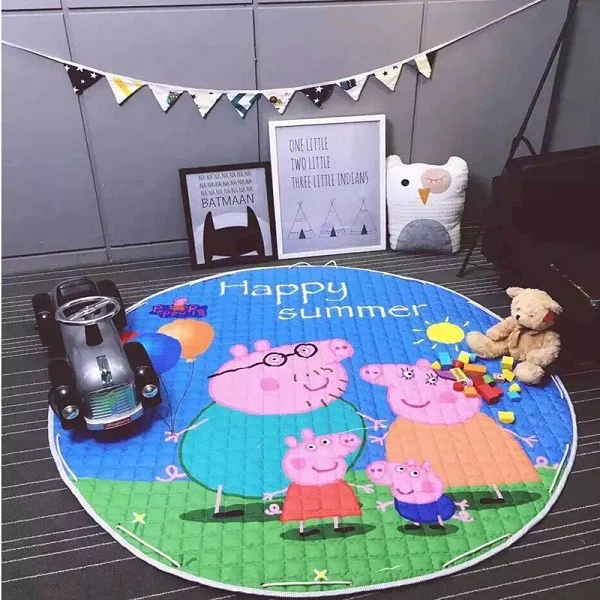 Pig Family Красочное детское игровое одеяло, сумка для хранения игрушек, органайзер для детских игрушек, Детский ковер Kawaii - Цвет: Pig Family