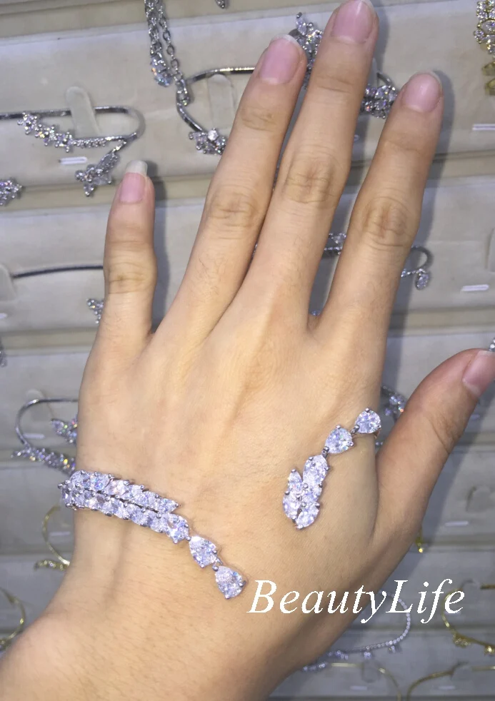 Waterdrop создан алмаз установив руку ладонью браслеты ладони браслет для палец