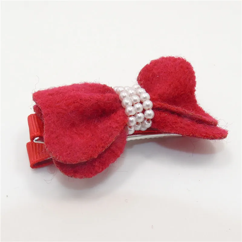 20 шт./лот заколки для волос с красным бантом двухслойные осенние жемчужинами