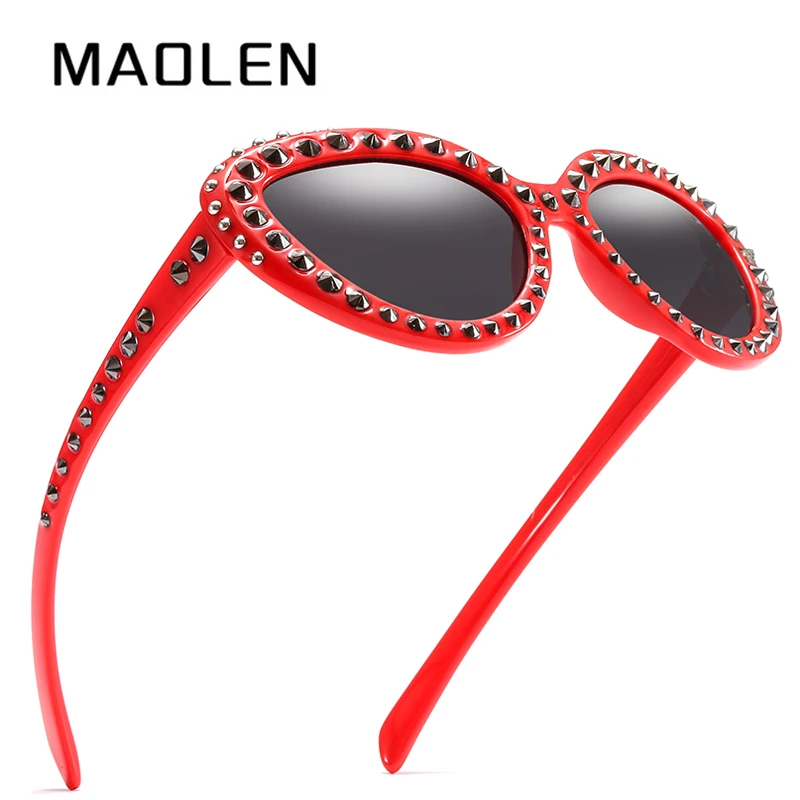 MAOLEN 2018 Foreign trade hot sale explosions Outdoor general large frame fashion retro butterfly-shaped diamond sunglasses | Аксессуары