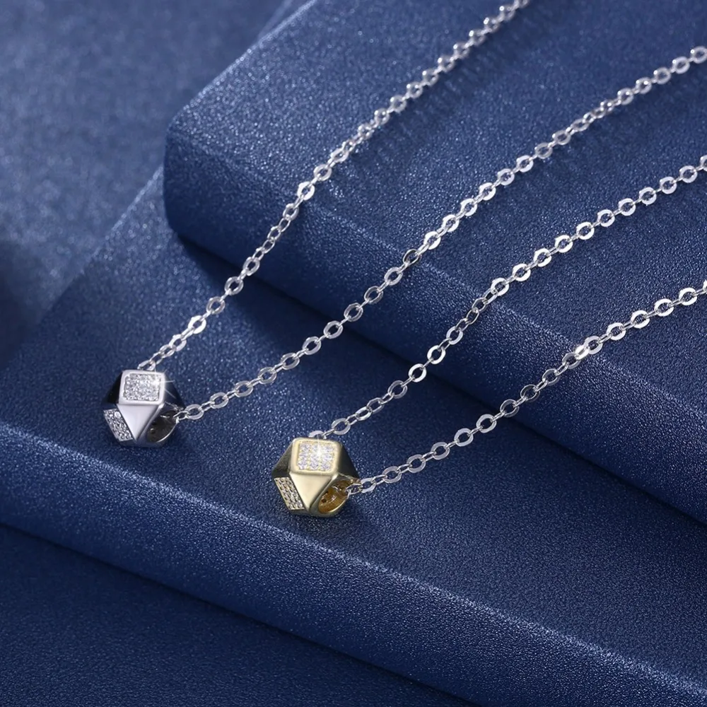 

Elegant Gold Plated Cubic Zircon Pendant Necklace Women 925 Sterling Silver Rhinestone Square Drop Necklace for Lady Love Gift