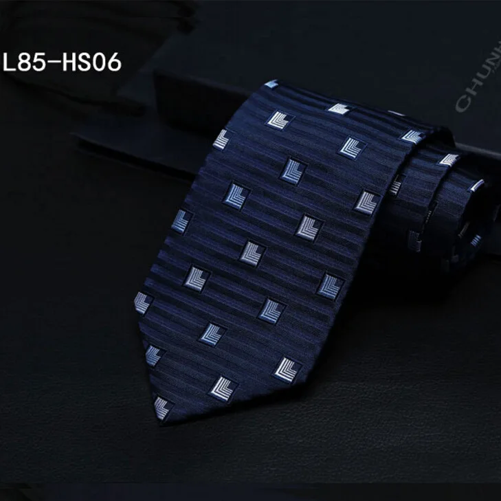 L85-HS-6 8 см роскошный натуральный шелковый галстук для шеи мужская деловая рубашка геометрический узор в полоску и горох Галстуки свадебные подарки для мужчин подарок - Цвет: L85-HS-6
