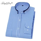 Новое поступление 2020, мужская рубашка DAVYDAISY с длинными рукавами, мужская деловая Классическая рубашка, фирменная приталенная Рабочая Рубашка, Мужская брендовая одежда DS245