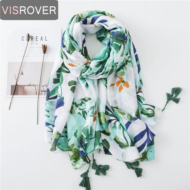 VISROVER летний шарф для женщин Boho kavii этнический Фламинго Шарф роскошный бренд хиджаб Тропический Принт шарф пляжный палантин