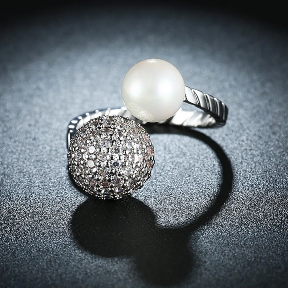 Роскошные Регулируемые кольца из австрийского хрусталя с имитацией жемчуга