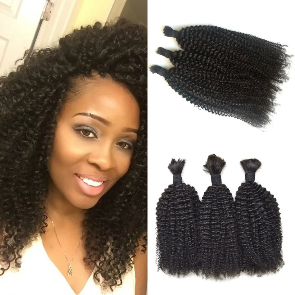 8А Монгольский Афро Кудрявый Вьющиеся Навальные Волосы Для Плетения 3 Шт./лот