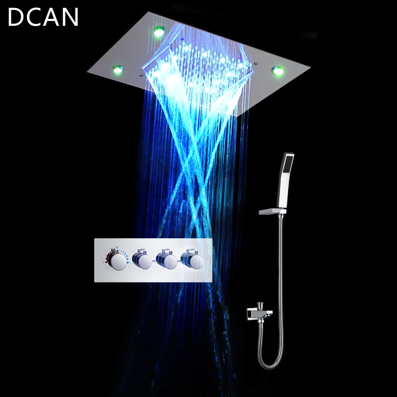 LED Потолочная лейка для душа Водопад для дождя Массажные форсунки Настенные панельные наборы Наборы термостатов