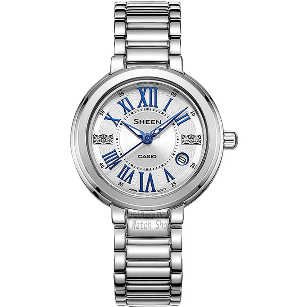 Часы Casio SHEEN женские часы Swarovski Crystal топ класса люкс комплект 50м Водонепроницаемые кварцевые женские часы женские Розовое золото Подарки Часы Спортивные часы relogio feminino reloj mujer montre homme bayan - Цвет: SHE4029DA7A-1