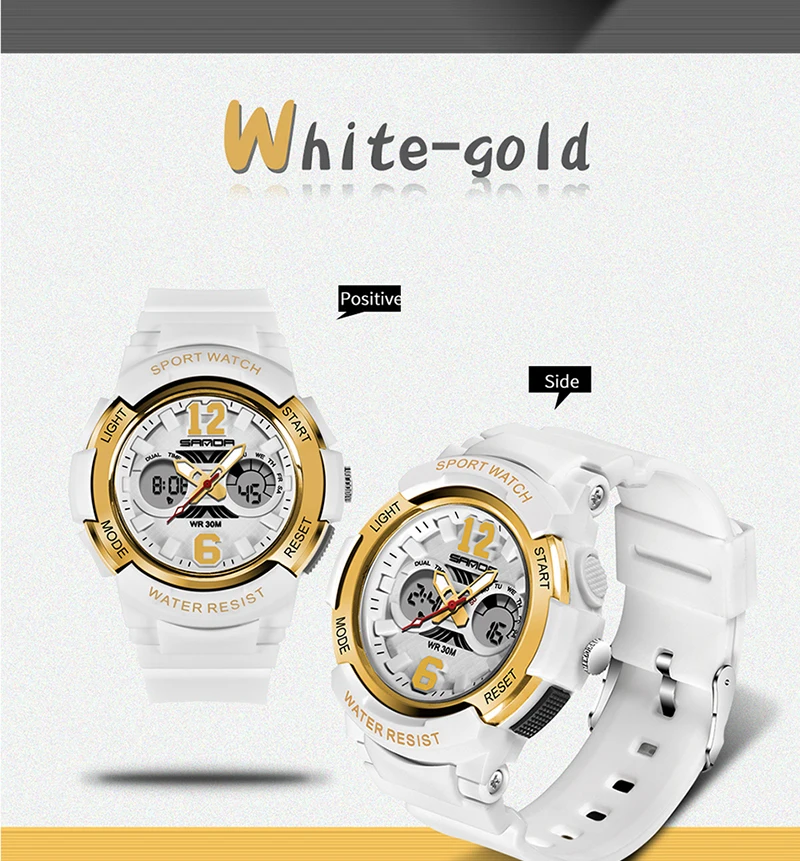 SANDA женские спортивные часы модные водонепроницаемые светодиодный Многофункциональные цифровые наручные часы, кварцевые часы Montre Femme Relogio Feminino