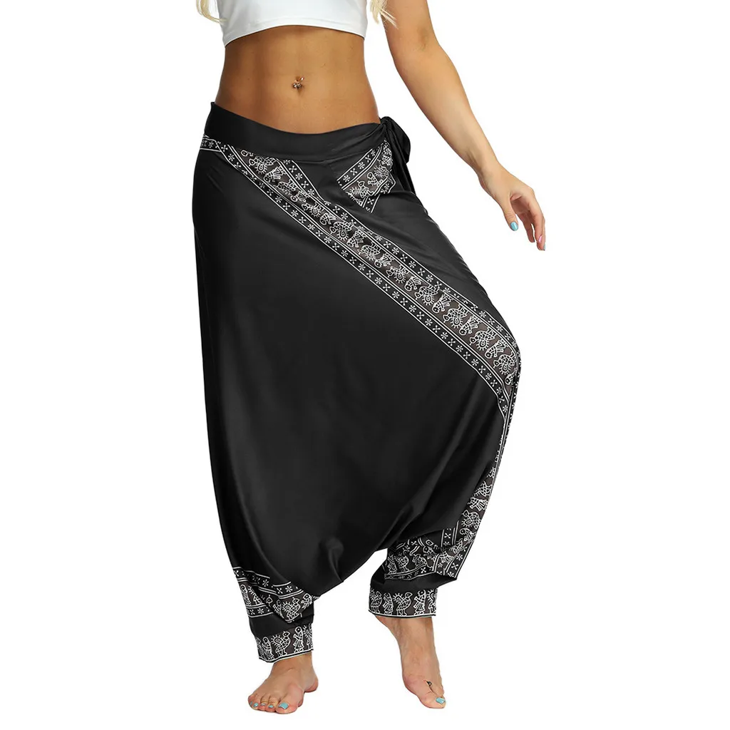 A Женские панталоны женские шаровары pantalones mujer pantalones de mujer Уличная Повседневная Свободная мешковатая Boho Aladdin брюки Z4 - Цвет: A