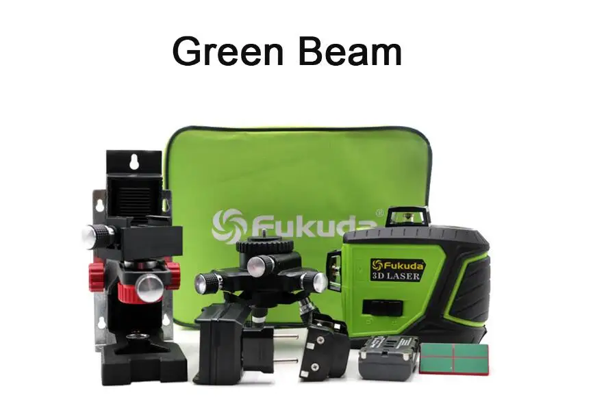 Green Beam Bracket Fukuda 3D 12 зеленый лазерный уровень 3D 12 линий лазерный уровень самонивелирующийся 360 горизонтальный вертикальный крест супер мощный - Цвет: Green Beam Bracket