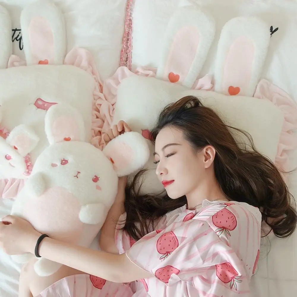 Кукла из мягкого плюша Candice Guo "Очаровательный мультяшный кролик Бобо с сердечными ушками", мягкая подушка-игрушка для девочки в подарок на день рождения или Рождество.