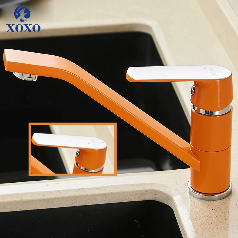 XOXO Kitchen Faucet Cold and Hot 360 Degree White Orange Green Single Handle Hole Rotation Torneira Cozinha Mixer 20021R | Обустройство
