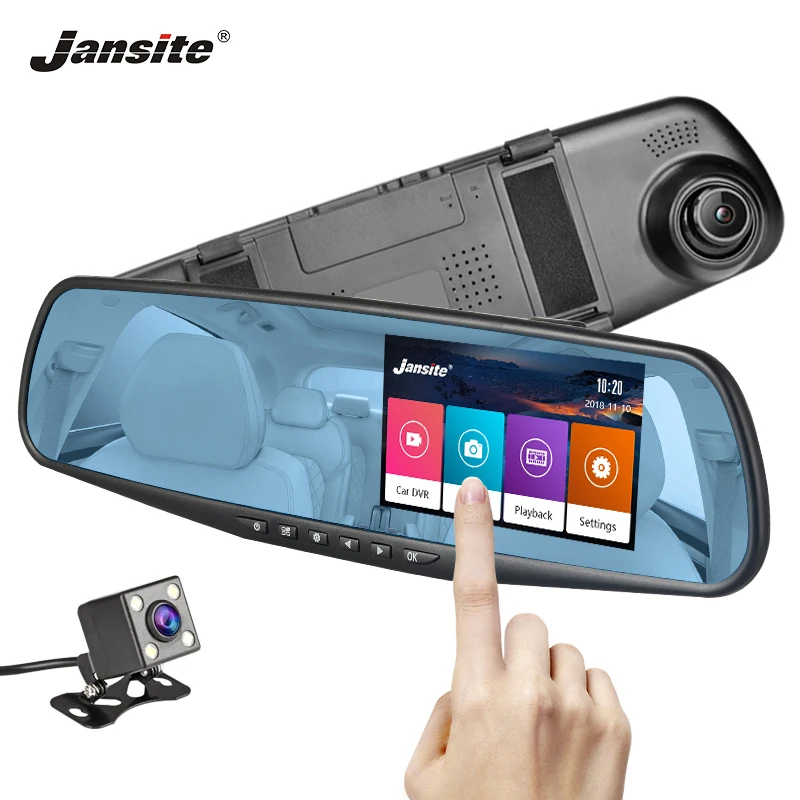 Jansite Car DVR Dual Lens Touch Screen FHD Camera Video Recorder Rearview Mirror + Rear view Dash cam Auto Registrator | Автомобили и