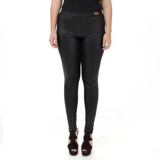 Женские брюки-карандаш Deporte черные большого размера из искусственной кожи с