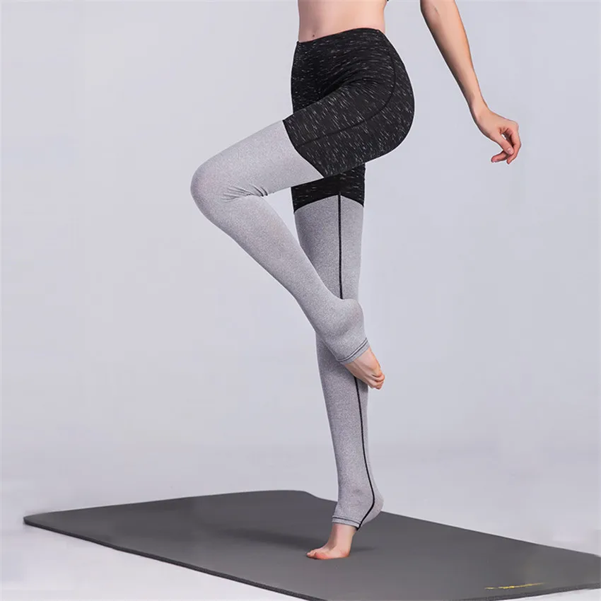 Dragon Fit Black Gray Patchwork Yoga Pants Women Running Elastic Fitness Leggings Breathable Quick Drying Sport Female | Спорт и