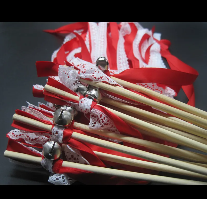 50 шт./лот темно-красные свадебные палочка для свадебной ленты с белым кружевом и