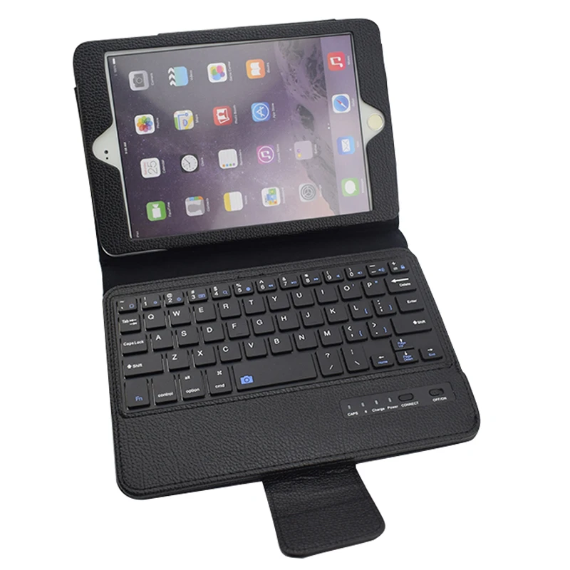 Съемный чехол с клавиатурой Bluetooth для Ipad Mini 1 2 3 7," планшет Автоматический Режим сна/пробуждения с пленкой+ стилус - Цвет: Черный