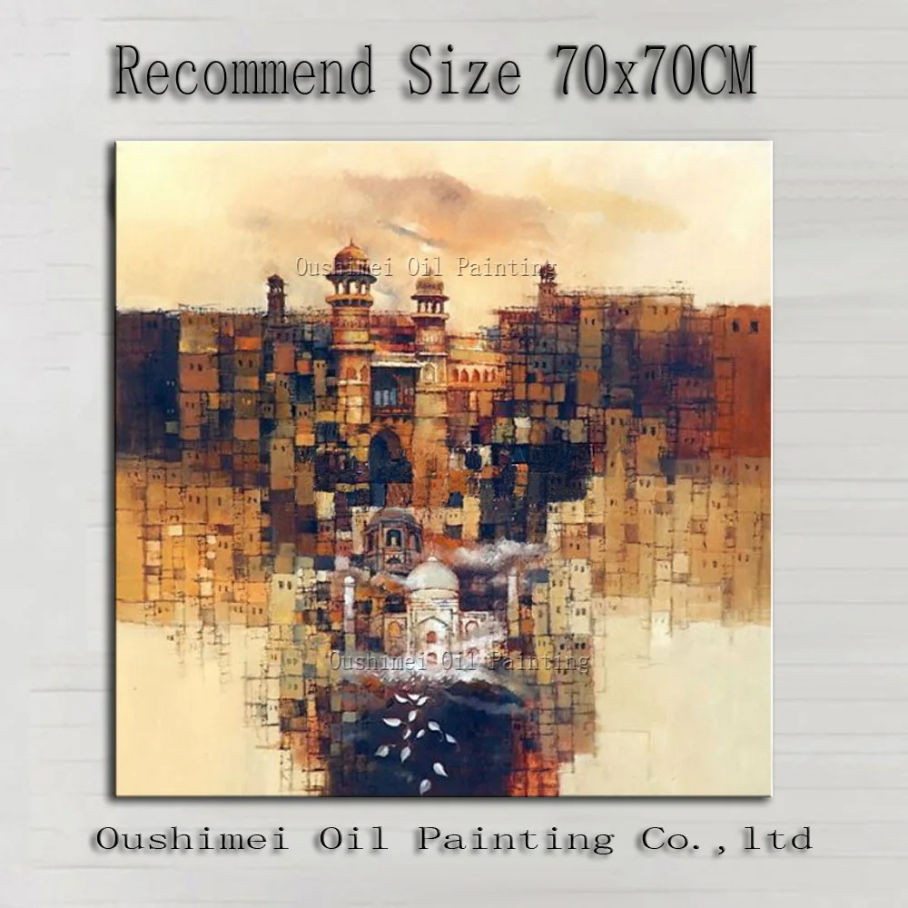 Top Artist Pure Hand-painted High Quality Brown Landscape City Oil Painting For Wall Decoration Abstract Building | Дом и сад