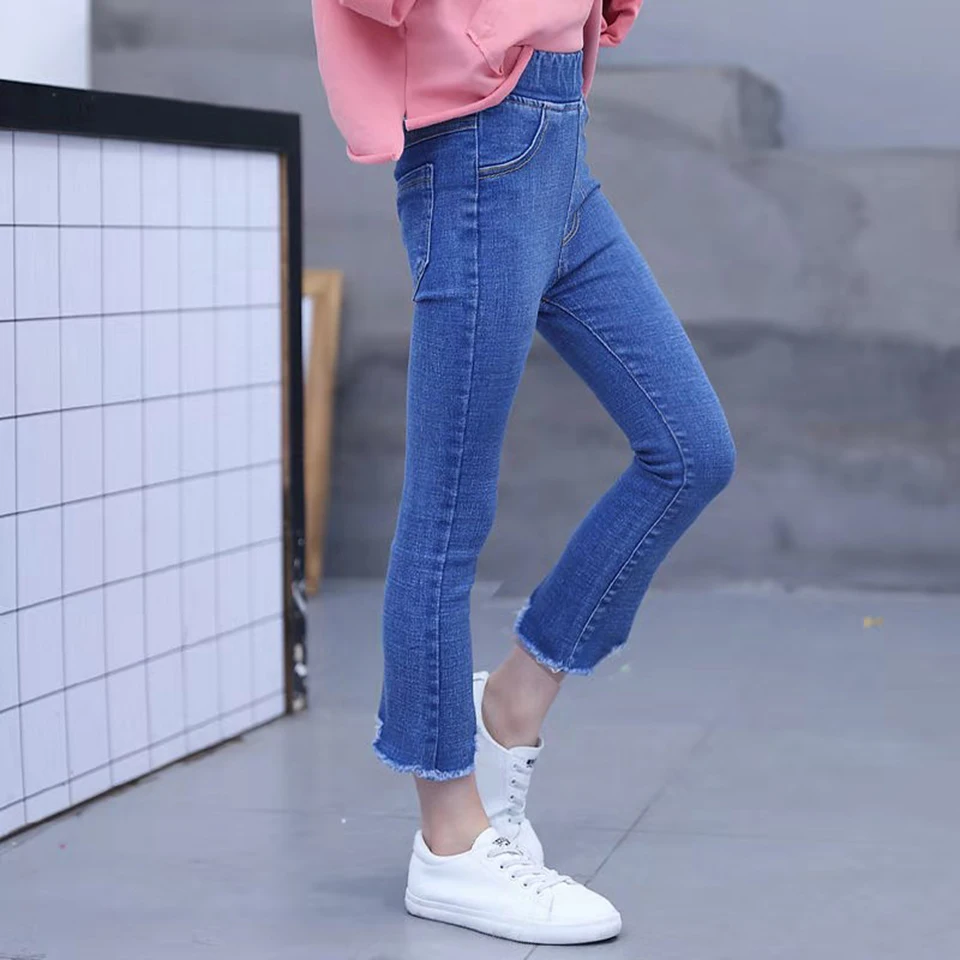 3 стиля, новая мода, рваные синие детские джинсы для девочек, штаны для девочек, весна-осень, Повседневные детские штаны для девочек возрастом от 3 до 12 лет