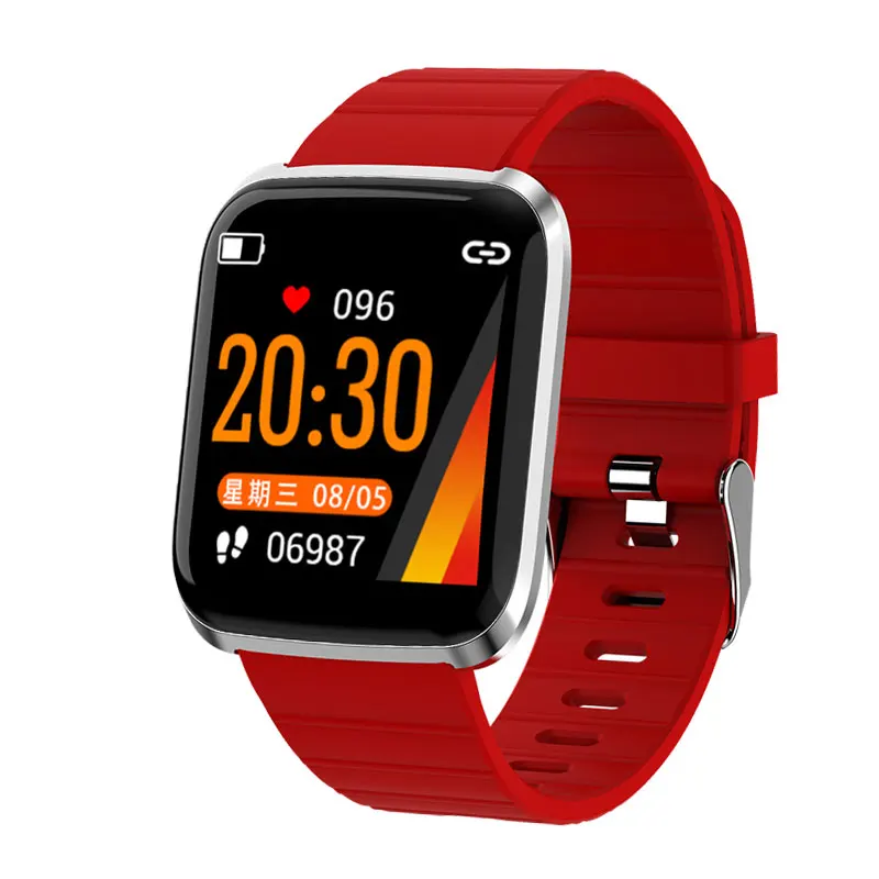 Red Умные часы, водонепроницаемые, спортивные, для iphone, телефона, умные часы, монитор сердечного ритма, функции кровяного давления для женщин и мужчин - Цвет: Red