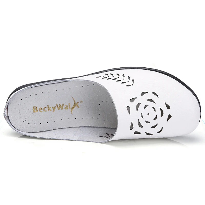 Женские босоножки на плоской подошве BeckyWalk летние дышащие балетки из натуральной