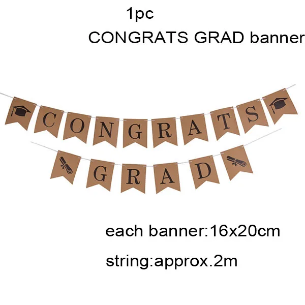 congrats grad banner Выпускные вечерние украшения I'm Done баннер поздравление град баннер реквизит для фотографий фольгированные шары коробка для конфет торт Топпер класс - Цвет: congrats grad banner