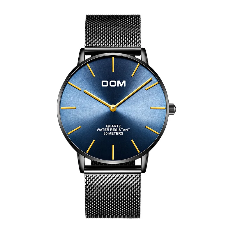 Бизнес DOM Брендовые женские мужские наручные часы кварцевые из нержавеющей стали