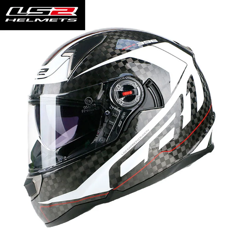 LS2 ff396 12 K углеродного волокна полный шлем rcycle шлем двойной козырек подушки безопасности без насоса мотошлем LS2 шлем сертификации ECE - Цвет: 12K white frequency