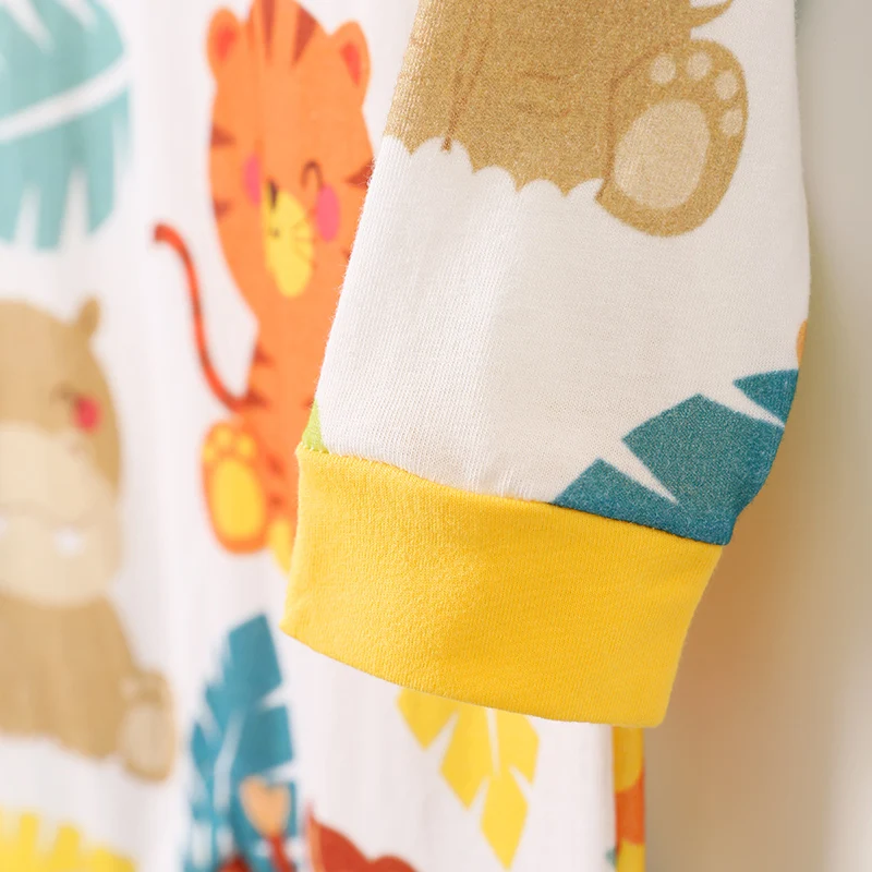 YiErYing Newborn Clothing Baby Boy Girl Rompers Cartoon Animals Printing Cotton Long Sleeve Infant Pajamas Kids Clothing