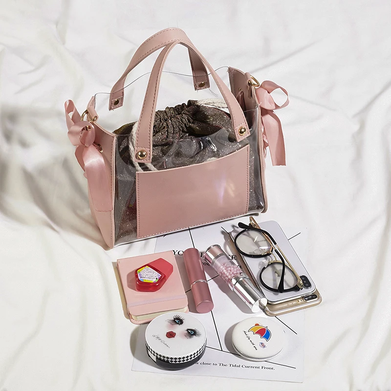 Дропшиппинг Для женщин сумочки прозрачная сумка + шнурок клатч для подростков