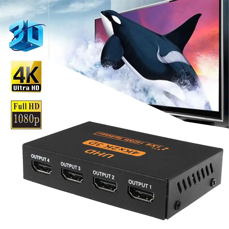 Хорошее качество UHD 3D 4K* 2K Full HD 1080p 1X4 HDMI Сплиттер 4 порта концентратор усилитель повторителя для HD tv/PC спутниковый ТВ приемник
