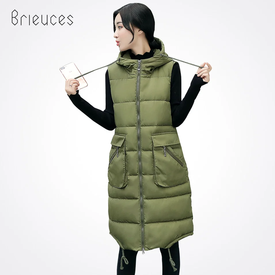 Brieuces однотонный Длинный свободный большой карман размера плюс на молнии Осень