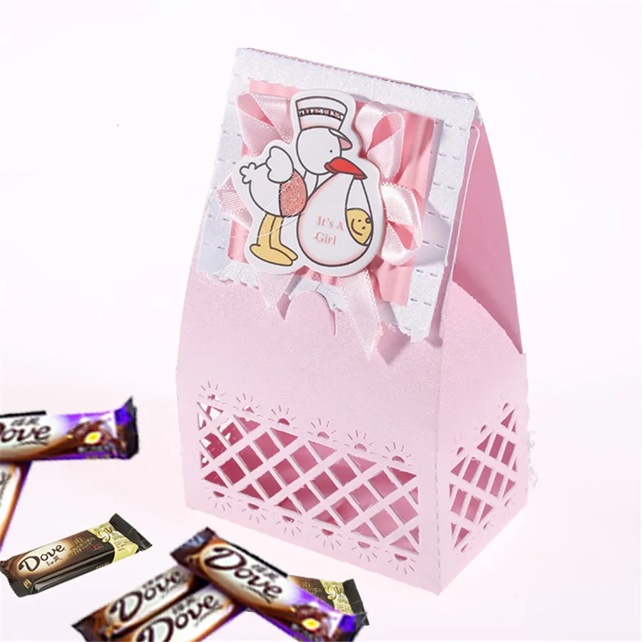 

60pcs New Arrival Baby Birthday Candy Boxes Baby Shower Favor Paper Kraft Hollow Candy Bag 60pcs/lot Free Shipping