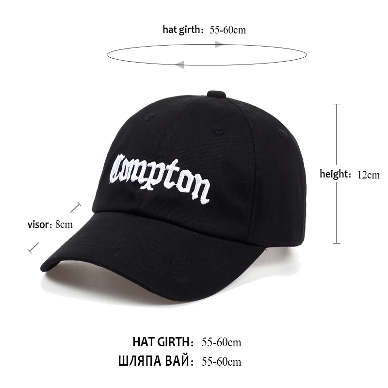 Бейсболка Compton скейтборд бренд Кепка для гольфа с застежкой сзади головные уборы для мужчин и женщин хип-хоп bone aba reta casquette de marque touca chapeu