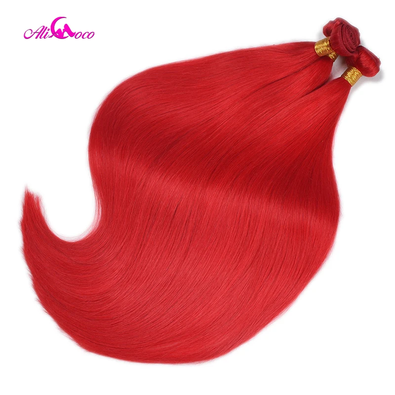 Али Коко прямые волосы пучки с 4*4 закрытие красные бразильские человеческие