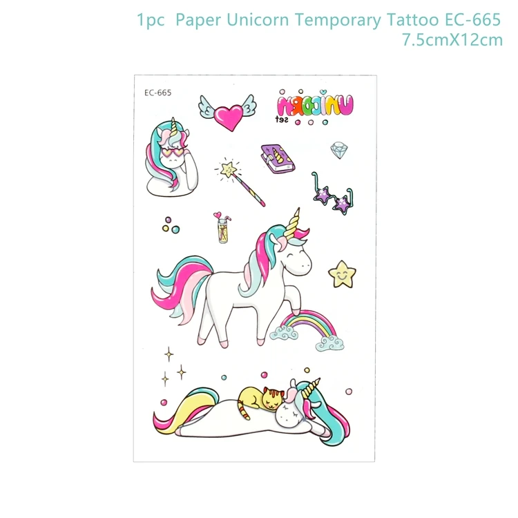 tattoo sticker 10 Единорог, декор для дня рождения, единорог, Декор, подарок, единорог, вечерние украшения, принадлежности для дня рождения, для мальчиков и девочек, декор для душа, единорог - Цвет: tattoo sticker 10
