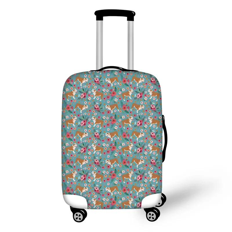 

Bulldog Floral Travel Luggage Suitcase Protective Cover for Trunk Case Apply to 18''-30'' Suitcase Cover Elastic