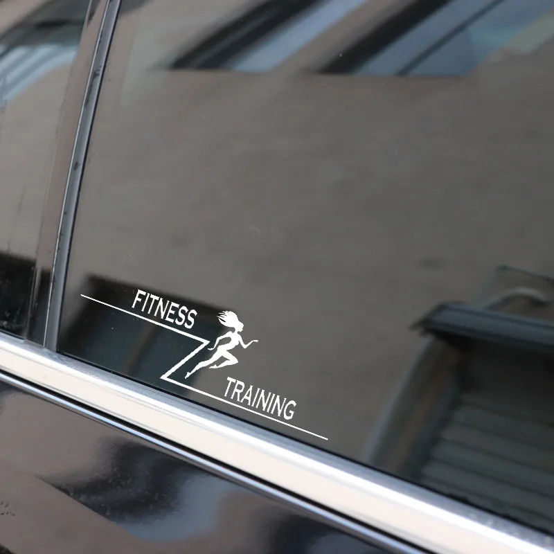Интересный женский мускулистый фитнес-тренировочный декоративный автомобильный стикер из отражающего винила QYPF 18,5 * 5,7 см C16-0341.