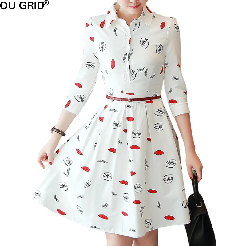 Женское офисное платье с рукавом три четверти цветочным принтом|dress women elegant|office