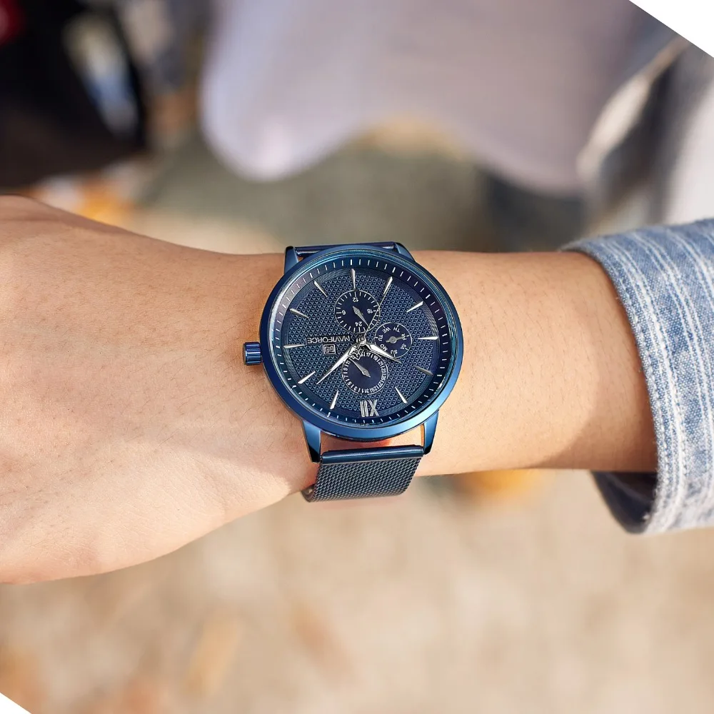 Часы NAVIFORCE мужские модные спортивные кварцевые водонепроницаемые из нержавеющей