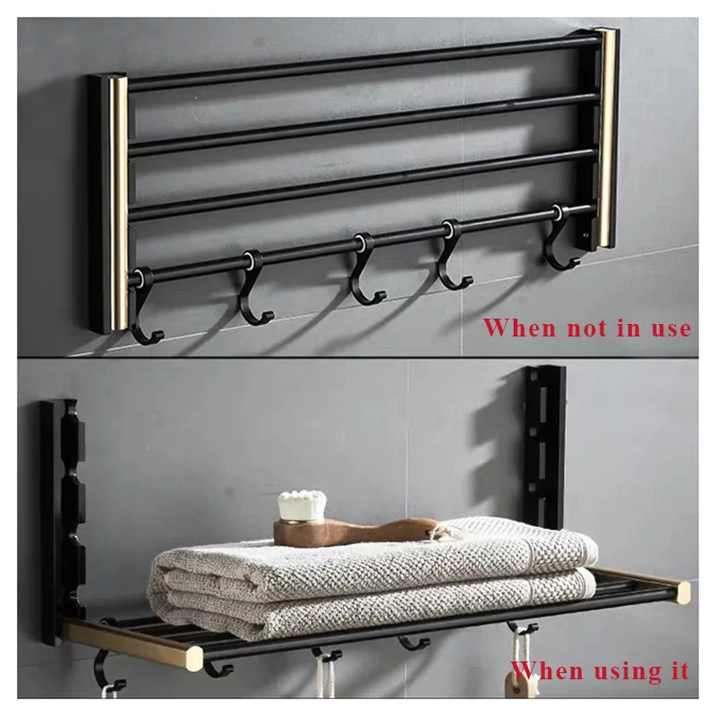 Невидимая складная вешалка для полотенец алюминиевая одинарная двойная кольцо