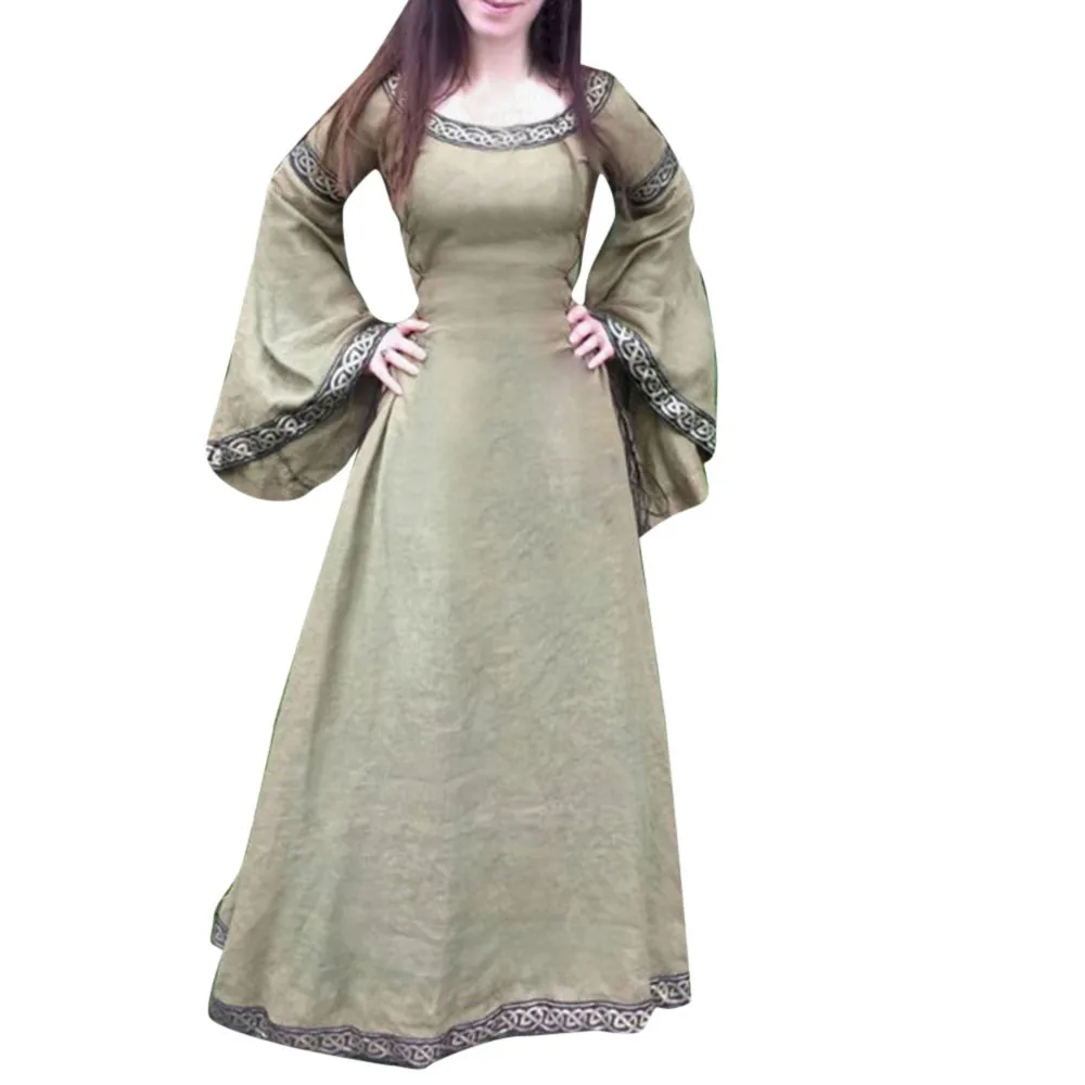 Light Green Новые платья весеннее женское средневековое платье Ренессанс Fit необычное с длинным рукавом Косплей Макси платье размера плюс 5XL vestidos - Цвет: Light Green